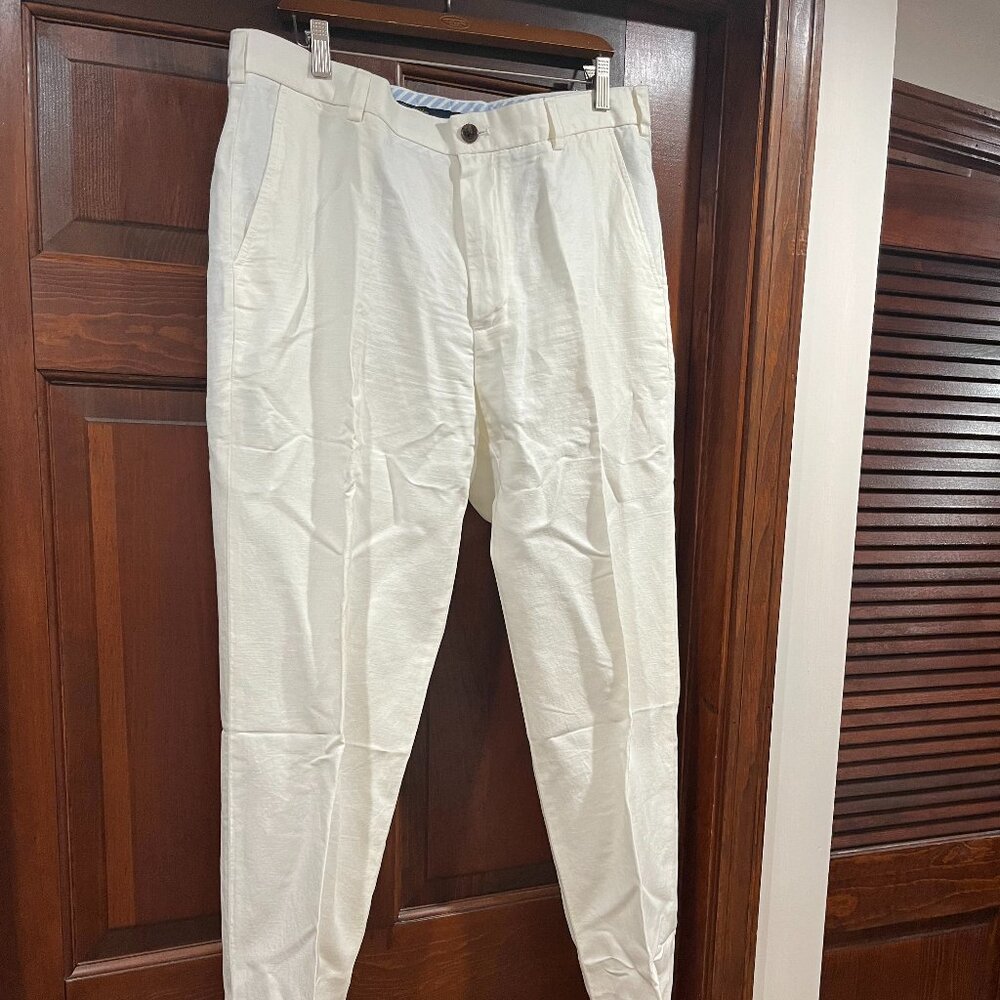Brooks Brothers Clark trousers W36/L34, Baird McNutt Irish linen & cotton, white
